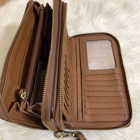 MICHAEL KORS Vintage JET SET Large Double Zip Brown Leather Wrist Wallet - Picture 11 of 16